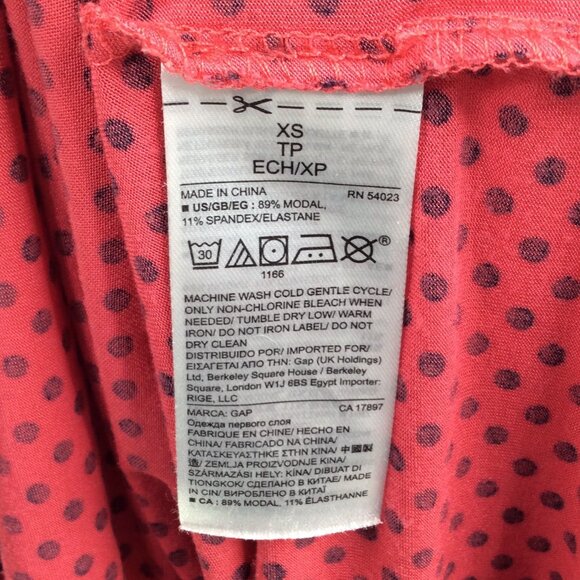 Gap Body Pure Body Top Womens Size XS Pink Red Polka Dot Lightweight Base Layer - Picture 10 of 10